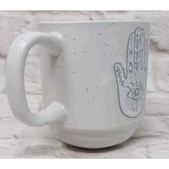 Hamsa Palmistry Wandering Moon Speckled Ceramic Coffee Mug Cup Stoneware Gray - Picture 3 of 10
